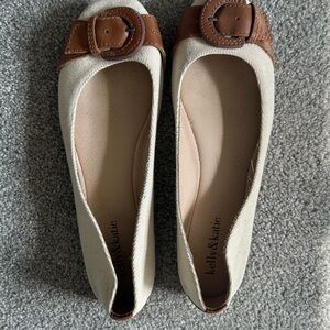 Kelly & Katie Women's Cream and Brown Flats